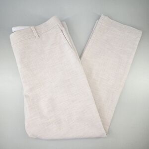 Ann Taylor Lined Trousers Pants Ivory/Beige Basketweave Texture Size 14